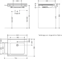 Hewi serie 950 set de lavabo 072 lavabo 650 x 550 mm - blanc alpin - avec trou de robinet - sans trop-plein - handgreep et tablette blanc mat