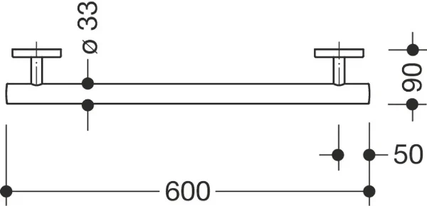 Hewi 800 K barre de maintien ,L=600mm, BM1263.2 blanc de sécurité