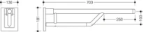 Hewi 800 K barre relev. surface polyamide, duo rond L=700mm, blanc pur