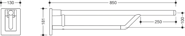 HEWI barre relev. surface polyamide, duo rond L=850mm, blanc pur