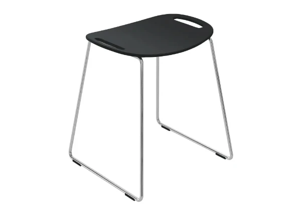 HEWI tabouret av. barre de maintien, noir/chromé