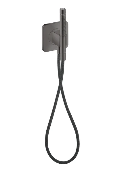 Axor Citterio C Fixfit Porter 120/120 Softsquare met staafhanddouche 2jet en textieldoucheslang - Polished Black Chrome