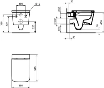 Ideal Standard Blend Cube PACK WC suspendu Rimless, abattant et couvercle wrap-over slow closing incl. - Glossy white
