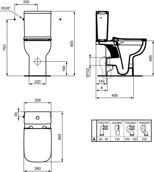 Ideal Standard i.life B réservoir de chasse - Glossy Grey - raccordement latéral - en emballage prêt à porter