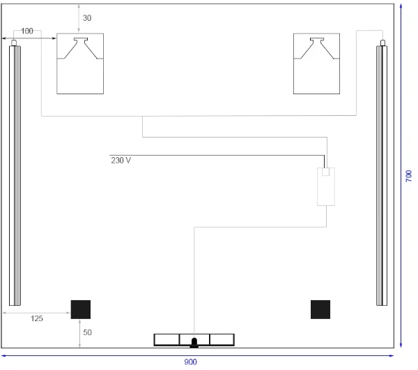 Procasa Universal mirroir 900 x 700 mm - 2 LED vertical - sensor