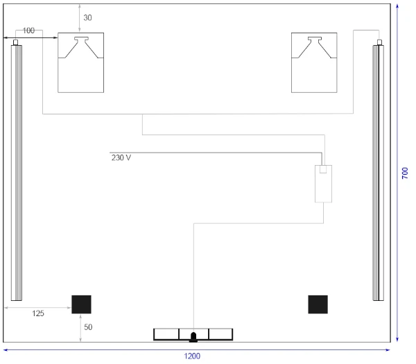 Procasa Universal panneau miroir 1200 x 700 mm - 2 led vertical - avec sensor