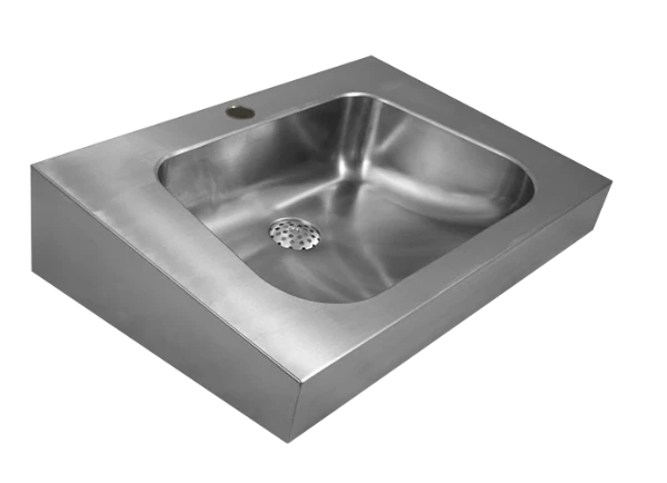 Loggere Trapazodial lavabo mural 600 x 420 mm - acier inoxydable - avec trou de robinet - sans trop-plein