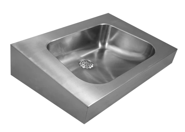 Loggere Trapazodial II lavabo mural 600 x 420 mm - acier inoxydable - sans trou de robinet - sans trop-plein