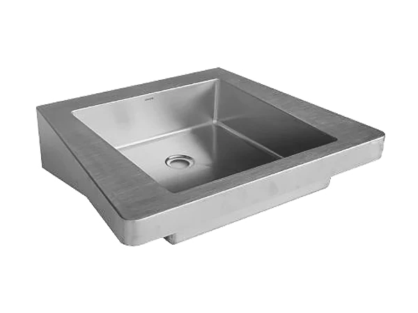 Loggere Senso I lavabo pour personnes handicapées 620 x 505 mm - acier inoxydable - sans trou de robinet - sans trop-plein