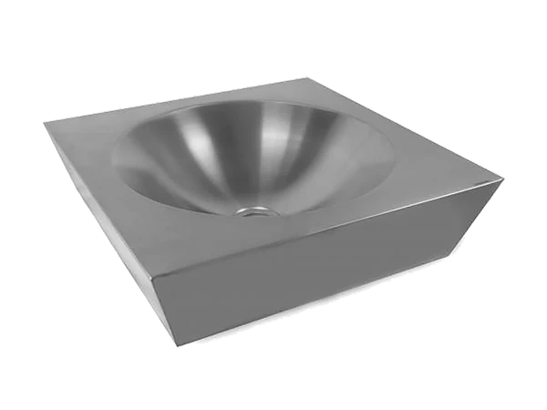 Loggere Square lavabo mural 470 x 470 mm - acier inoxydable - sans trou de robinet - sans trop-plein