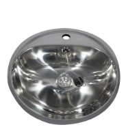 Loggere Creativ lavabo rond 460 mm - acier inoxydable brillant - avec trou de robinet - avec trop-plein