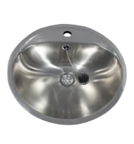 Loggere Creativ lavabo rond 460 mm - acier inoxydable satin - avec trou de robinet - avec trop-plein