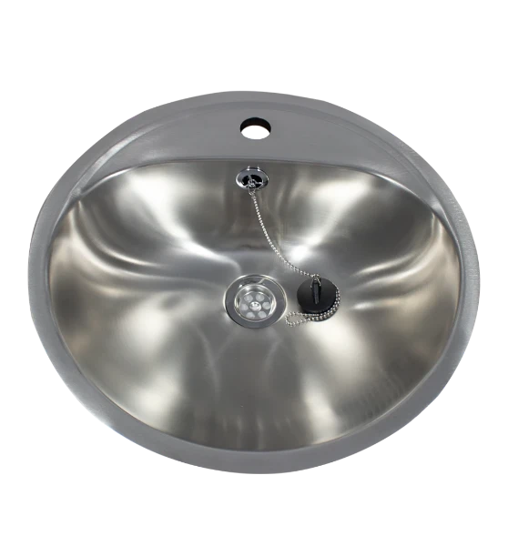 Loggere Creativ wastafel rond 460 mm - RVS 304 satijnglans - met kraangat - met overloop