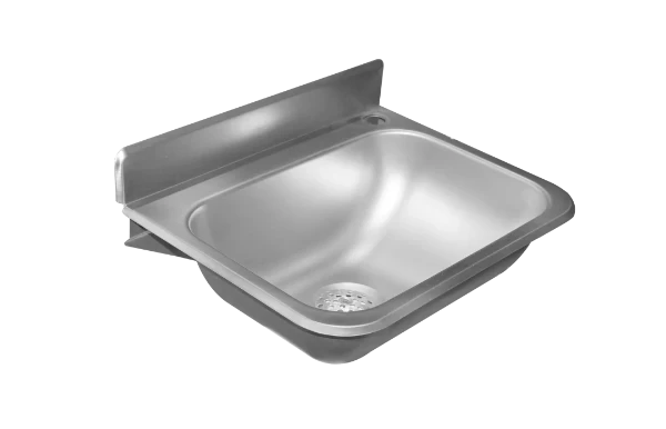 Loggere Easy lavabo mural avec dosseret 376 x 299 mm - acier inoxydable - avec trou de robinet - sans trop-plein