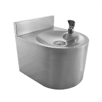 Loggere Flow lave-mains murale avec dosseret 324 x 360 x 290 mm - RVS 304 - avec bec et bouton sur le barboteur - sans trop-plein