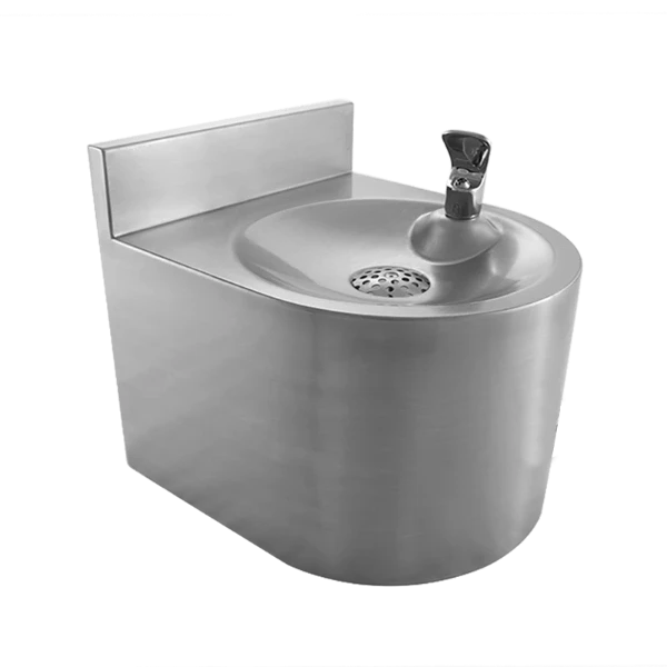 Loggere Flow lave-mains murale avec dosseret 324 x 360 x 290 mm - RVS 304 - avec bec et bouton sur le barboteur - sans trop-plein