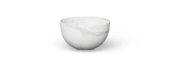 Looox Ceramic Raw Small opbouwwastafel rond 230 mm - Calacatta - keramiek - zonder kraangat - zonder overloop