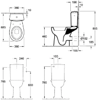 Villeroy&Boch O.NOVO VITA verhoogd uitgang horizontaal wit porselein ref.7683 10 01 (Toonzaalmodel)