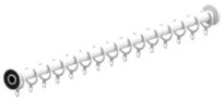Normbau Nylon Care Tringle droite pour rideau de douche avec anneaux, NY.DU-VST 781.230, L = 1051 - 1575 mm, Blanc 019