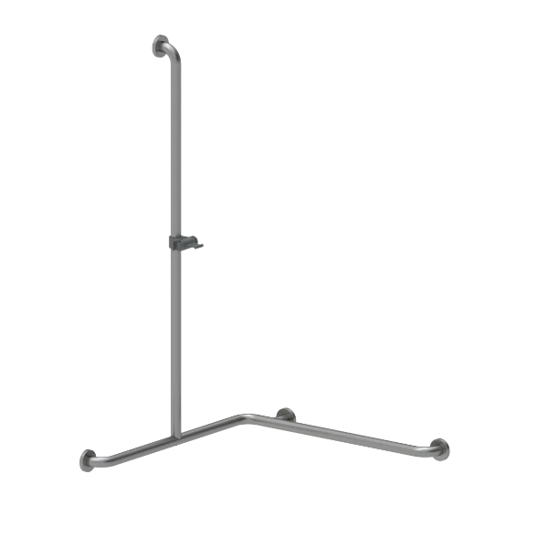 Normbau Inox Care Main courante de maintien avec support de douchette 2062210, 750 x 750 x 1200 mm, gauche, Inox 009