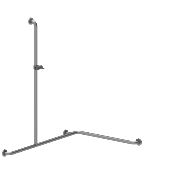 Normbau Inox Care Main courante de maintien avec support de douchette 2062230, 750 x 1100 x 1200 mm, gauche, Inox 009