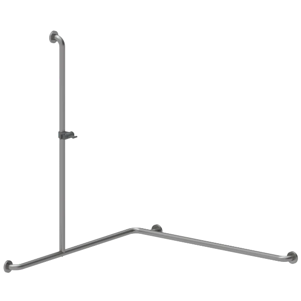 Normbau Inox Care Main courante de maintien avec support de douchette 2062240, 1100 x 1100 x 1200 mm, gauche, Inox 009