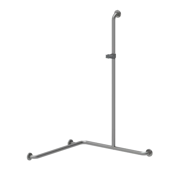Normbau Inox Care Main courante de maintien avec support de douchette 2062310, 750 x 750 x 1200 mm, droite, Inox 009