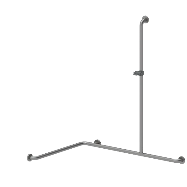 Normbau Inox Care Main courante de maintien avec support de douchette 2062330, 750 x 1100 x 1200 mm, droite, Inox 009
