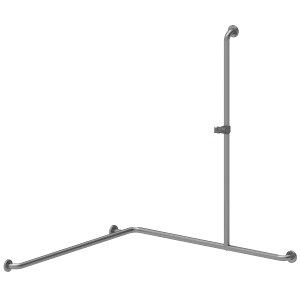 Normbau Inox Care Main courante de maintien avec support de douchette 2062340, 1100 x 1100 x 1200 mm, droite, Inox 009