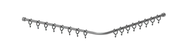 Normbau Inox Care Tringles en angle avec anneaux 2065010, a1/a2 = 800 mm, Inox 009