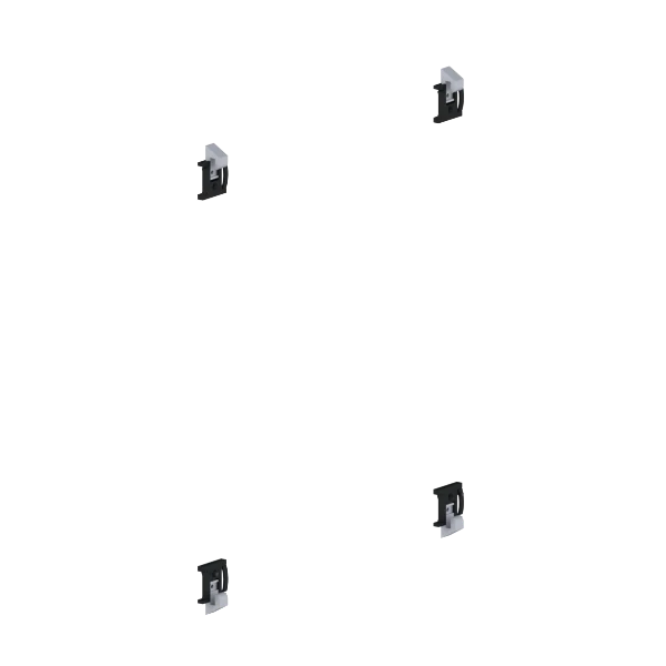 Normbau Support miroir, jeu (4 pièces), 50 x 69 x 25 mm, Cavere® argent métallisé 096