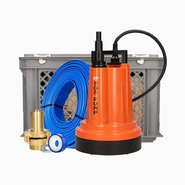 ProOne Floodbox dompelpomp met afvoerset 12,5 m in filterbox 4/4 - 5 m³/h - 1x230V - opvoerhoogte max 7 m