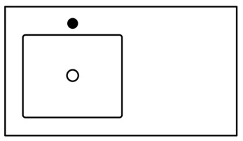 Sleurs Cottage wastafelblad 900 x 500 x 25 mm - kunstmarmer - wit glanzend - 1 waskom links - met kraangat - met overloop