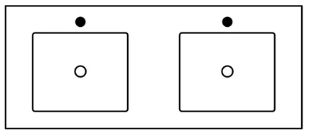 TACO120GL50LR Sleurs Cottage wastafelblad 1200 x 500 x 25 mm - kunstmarmer - wit glanzend - 2 waskommen - met waskom links en rechts - met kraangat - met overloop