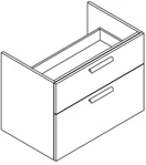 Sleurs Flex wastafelonderkast met 2 lades asymmetrisch (greep te kiezen) 700 x 500 x 600 mm - wit mat - uitsparing midden