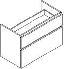 Sleurs Flex wastafelonderkast met 2 lades asymmetrisch (greeploos) 900 x 500 x 600 mm - wit mat - uitsparing rechts