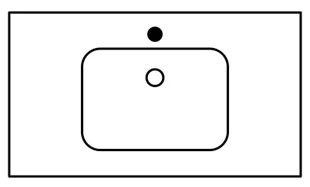 2TAFS080MA45M Sleurs Flash wastafelblad 800 x 450 x 15 mm - kunstmarmer - wit mat - 1 waskom midden - met kraangat - zonder overloop