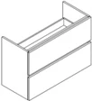 Sleurs Isa wastafelonderkast met 2 laden (greeploos) 600 x 400 x 600 mm - wit mat - uitsparing midden