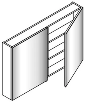 Sleurs Club spiegelkast met 2 deuren 800 x 110 x 778 mm - wit mat - dubbelzijdig spiegel