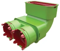 Ubbink Air Excellent système joint-clic AE55SC-2xAE23C adaptateur coude 90° - ovale 60/130mm à 2x dia 63mm