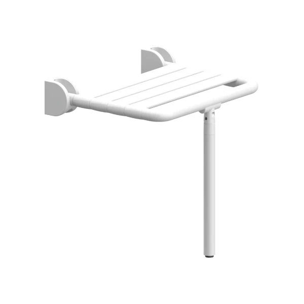 Normbau Nylon Care Siège de douche rabattable avec pied escamotable NY.841.611, 480 x 410 x 480 mm, Blanc 019