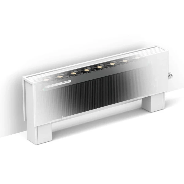 MIFH02812116133D09CHC616 Jaga Mini convector vrijstaand Hybrid ACO 280 x 1210 x T16 - Ral 9016 Verkeerswit (133) - crossflow H-blok - thermostaatknop HC - klemkoppelingen EK3/4 x 16/2 VPE/ALU