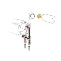 Jaga kit 116 - raccordement vers le sol départ à l'intérieur commande en partie haute - EK3/4 - Tête de vanne thermostatique Deco blanc - raccords bicônes EK3/4 x 15/1 mm