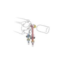 Jaga kit 184 - raccordement vers le sol - départ à l'extérieur - règlement de débit automatique - bitube/monotube - EK3/4 - Tête de vanne manuelle - raccords bicônes EK3/4 x 16/2 VPE/ALU