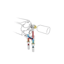 Jaga kit 182 - raccordement vers le sol - départ à l'intérieur - règlement de débit automatique - EK3/4 - Tête de vanne manuelle - raccords bicônes EK3/4 x 20/2 VPE/ALU