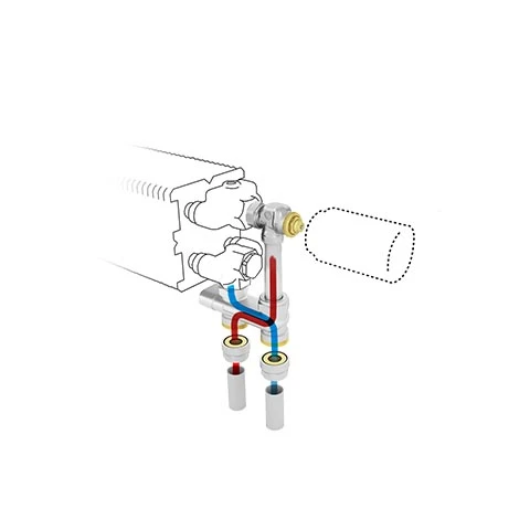 Jaga kit 182 - raccordement vers le sol - départ à l'intérieur - règlement de débit automatique - EK3/4 - Tête de vanne manuelle - raccords bicônes EK3/4 x 16/2 VPE/ALU