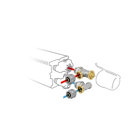 Jaga kit 272 - Raccordement pour encastrement dans le sol hauteur 14 et 19 - EK3/4 - Tête de vanne thermostatique Deco Noir - raccords bicônes EK3/4 x 20/2 VPE/ALU
