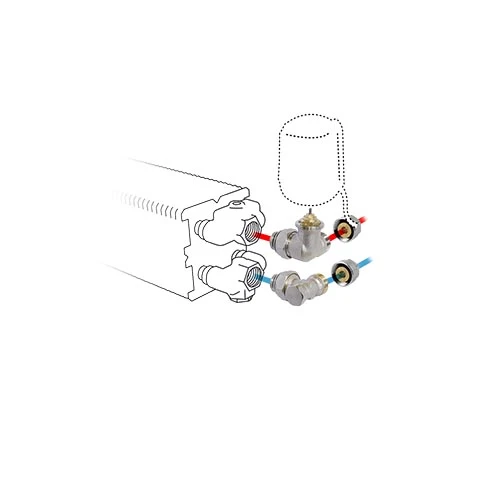 Jaga kit 28 - raccordement à droite vers le mur au sein de l'habillage, commande à distance - M24 - Tête de vanne manuelle - raccords bicônes M24 x 15/1 mm