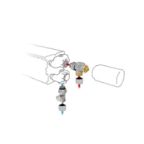 Jaga kit 282 - raccordement vers le sol - départ à l'extérieur - règlement de débit automatique - EK3/4 - Tête de vanne manuelle - raccords bicônes EK3/4 x 20/2 VPE/ALU