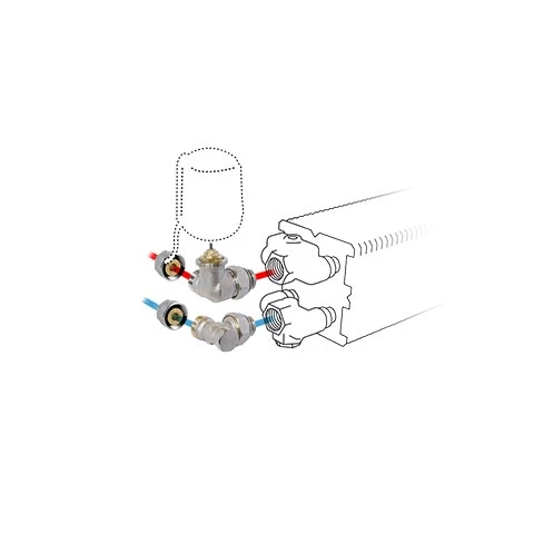 Jaga kit 29 - raccordement à gauche vers le mur au sein de l'habillage, commande à distance - M24 - Tête de vanne manuelle - raccords bicônes M24 x 16/2 VPE/ALU